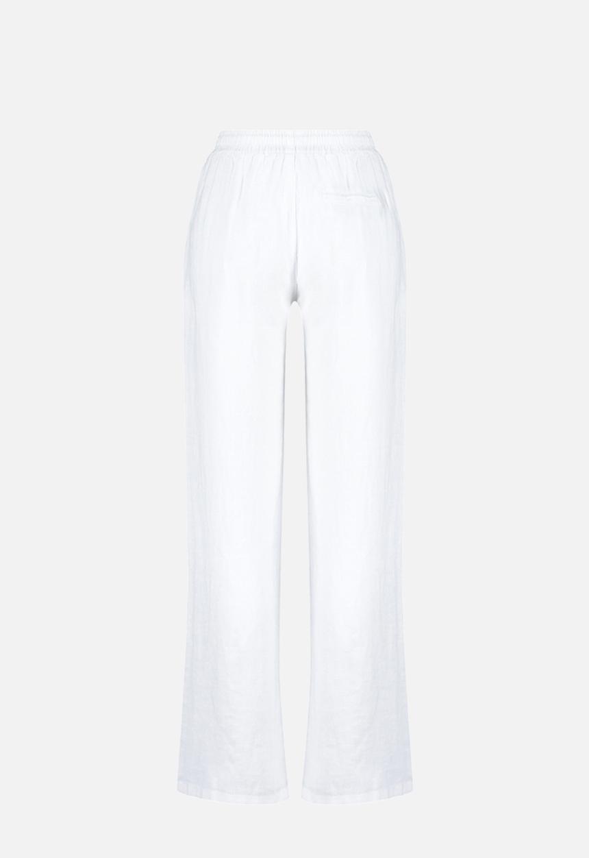 Trendyol - High-Waist Wide-Leg Linen Trousers - White