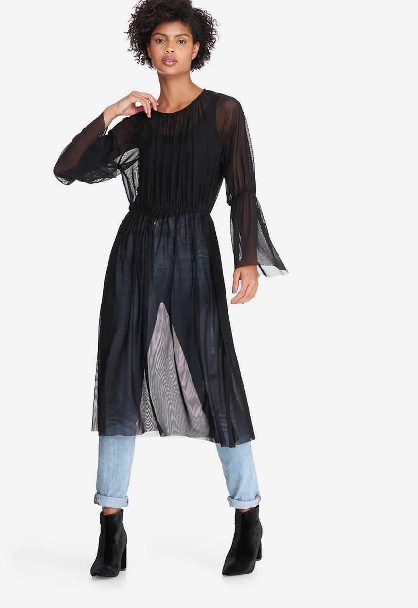 dailyfriday - Mesh raglan bell sleeve top