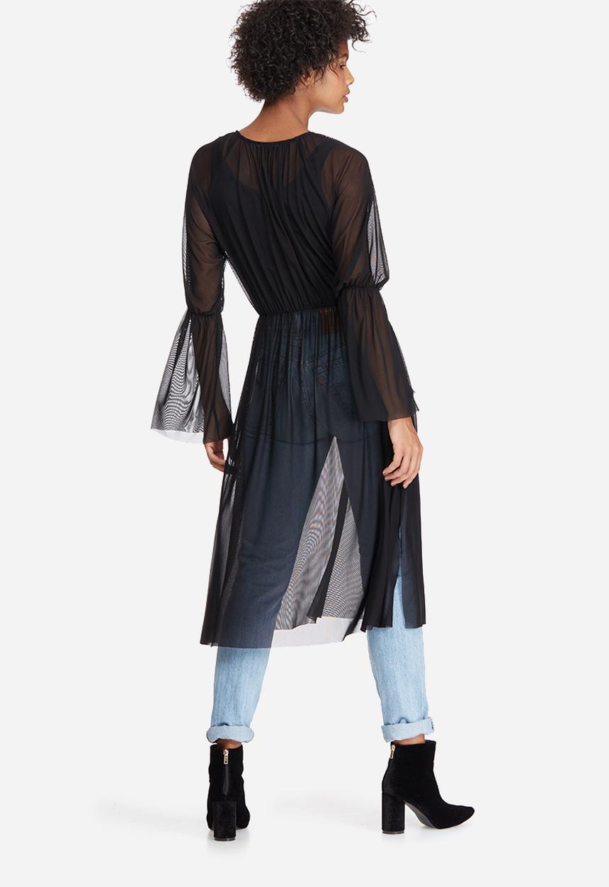 dailyfriday - Mesh raglan bell sleeve top