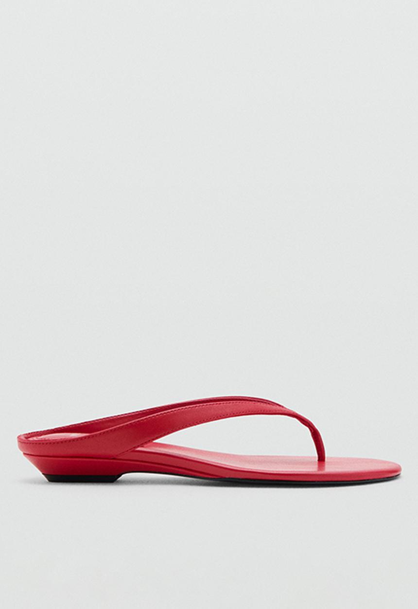 MANGO - Lowit1 leather thong - red