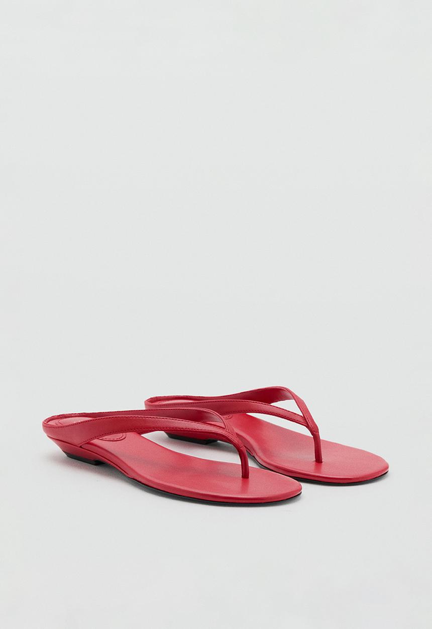 MANGO - Lowit1 leather thong - red
