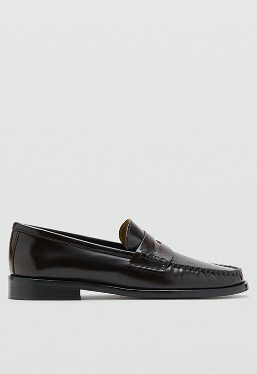 MANGO - Louisa leather loafer - dark brown