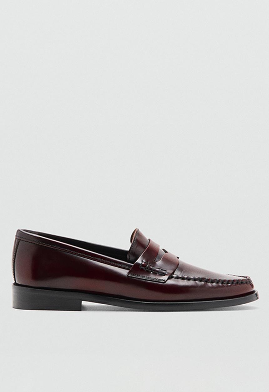 MANGO - Louisa leather loafer - dark red