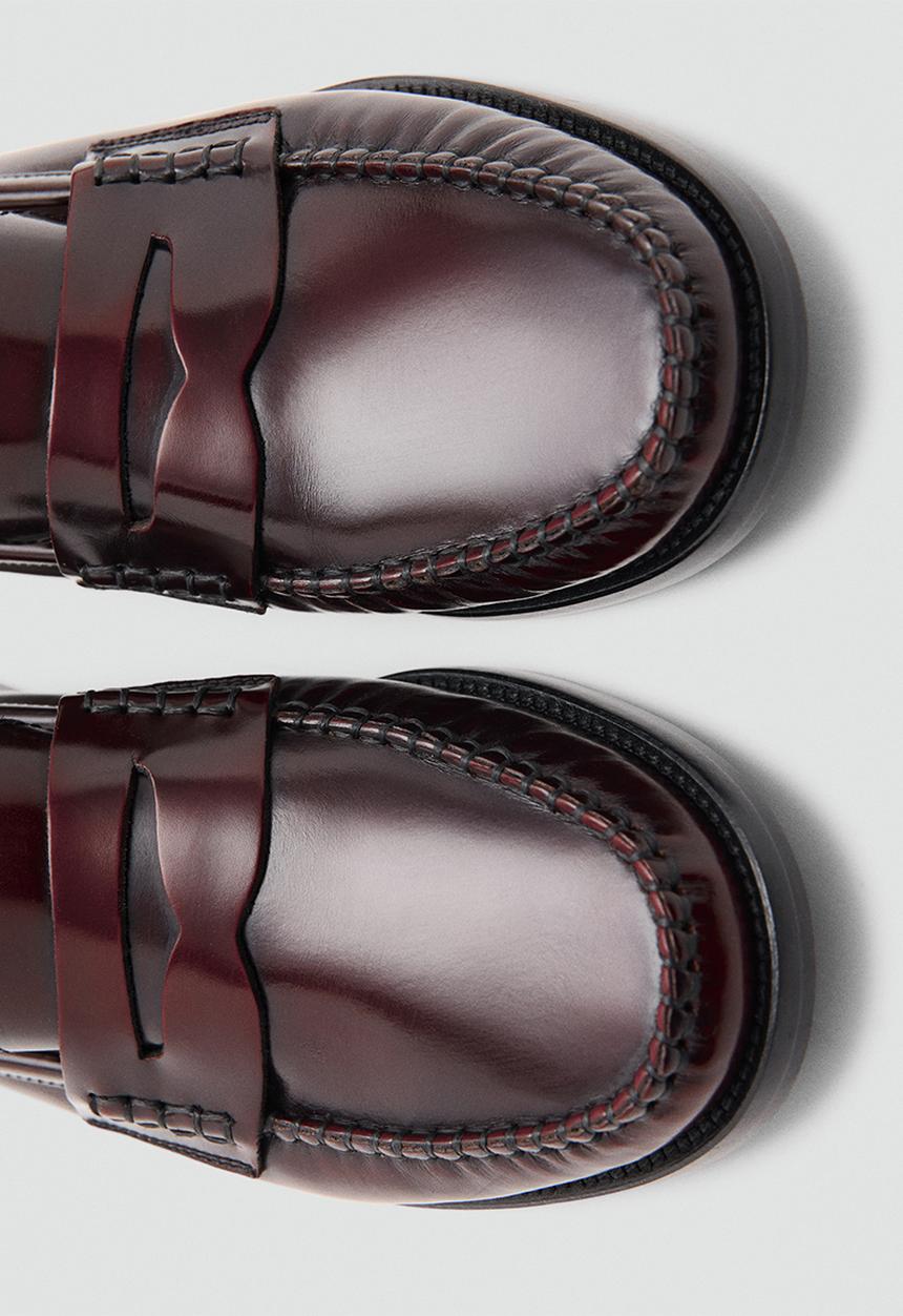 MANGO - Louisa leather loafer - dark red
