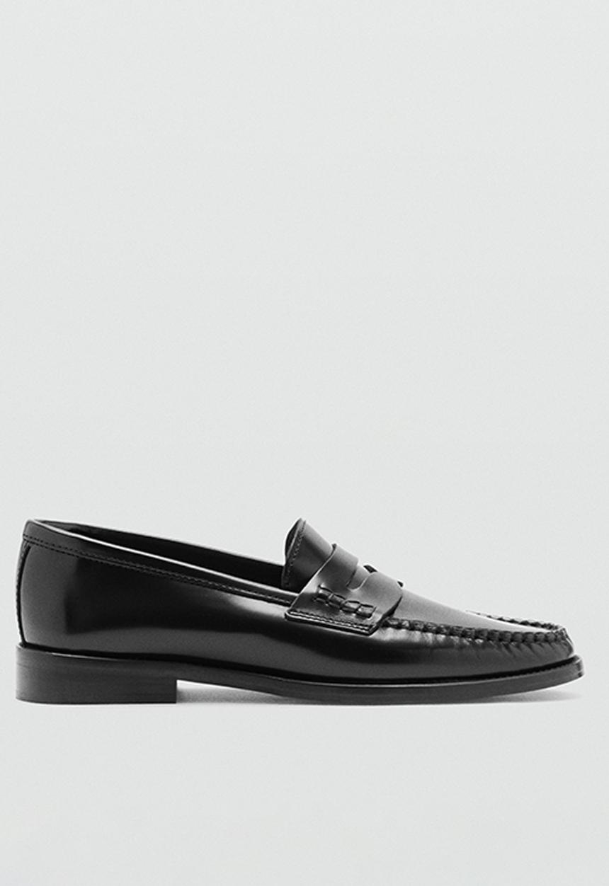 MANGO - Louisa leather loafer - black