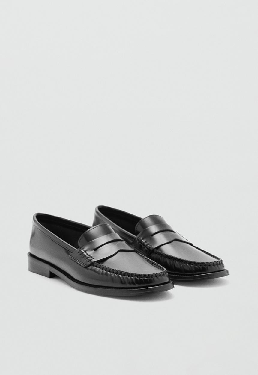MANGO - Louisa leather loafer - black