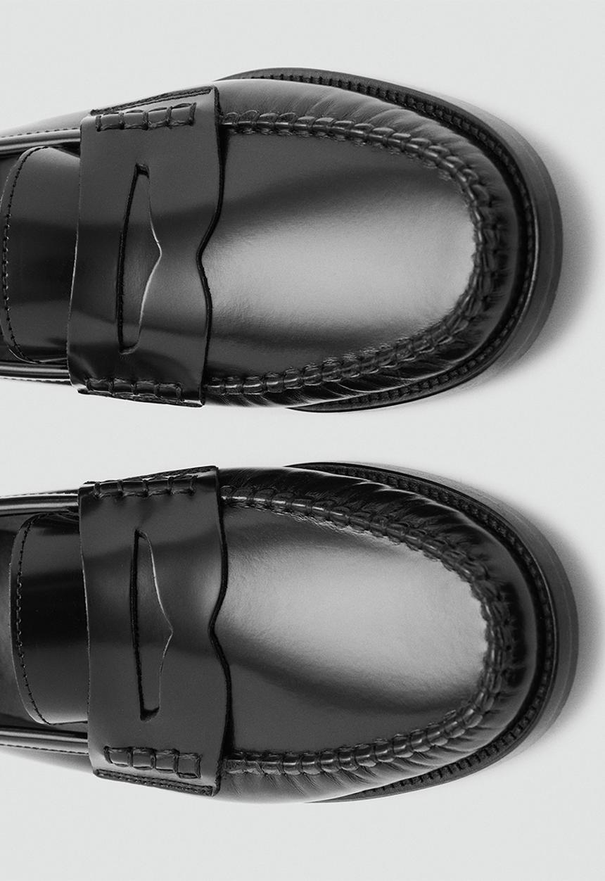 MANGO - Louisa leather loafer - black