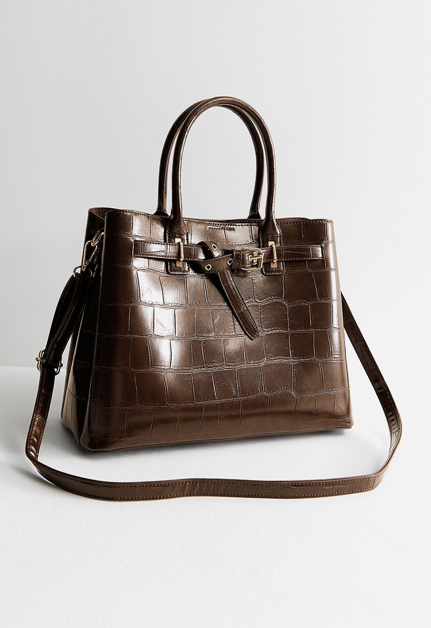 New Look - Anna Belted Croc  - Dark Brown