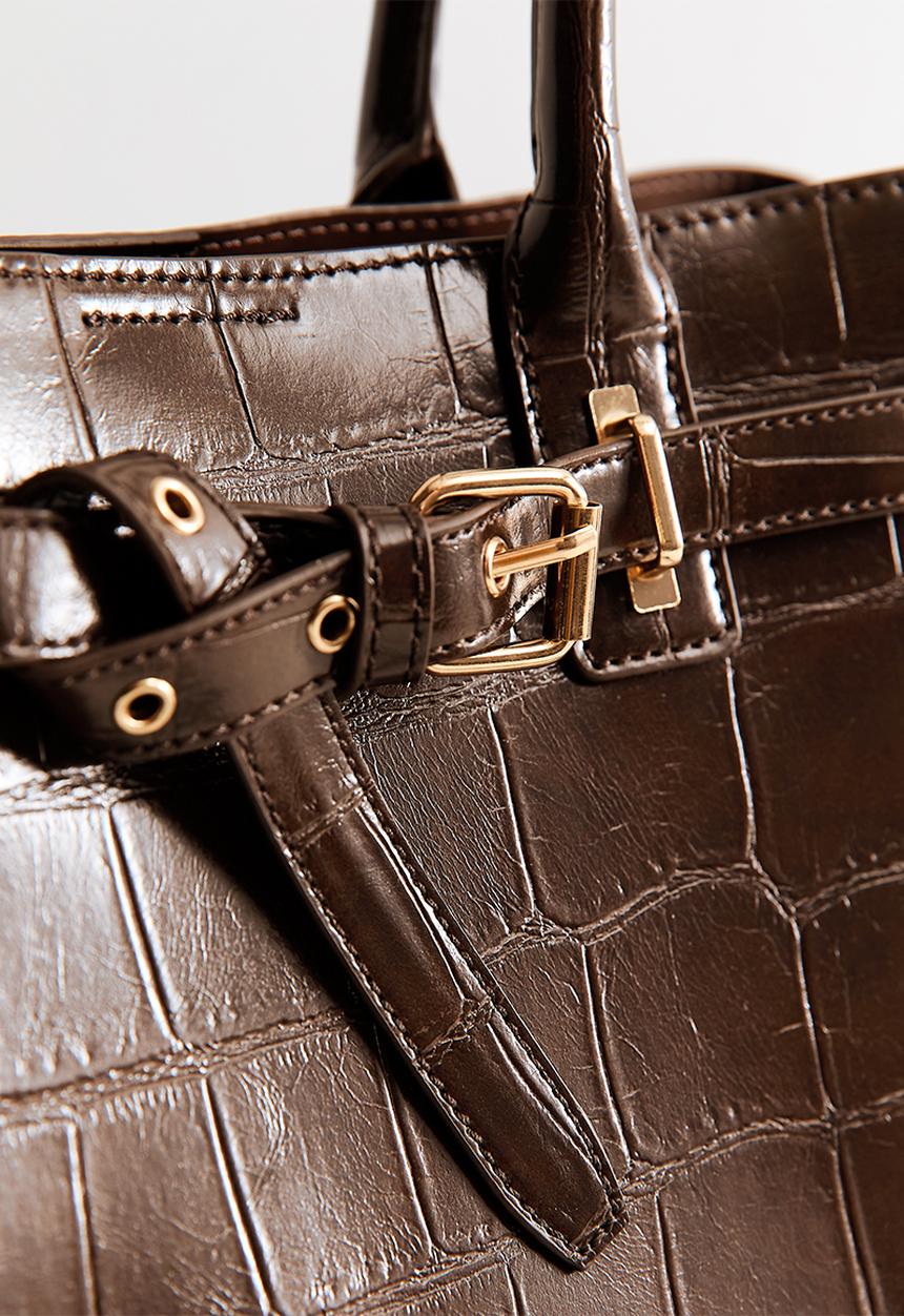 New Look - Anna Belted Croc  - Dark Brown
