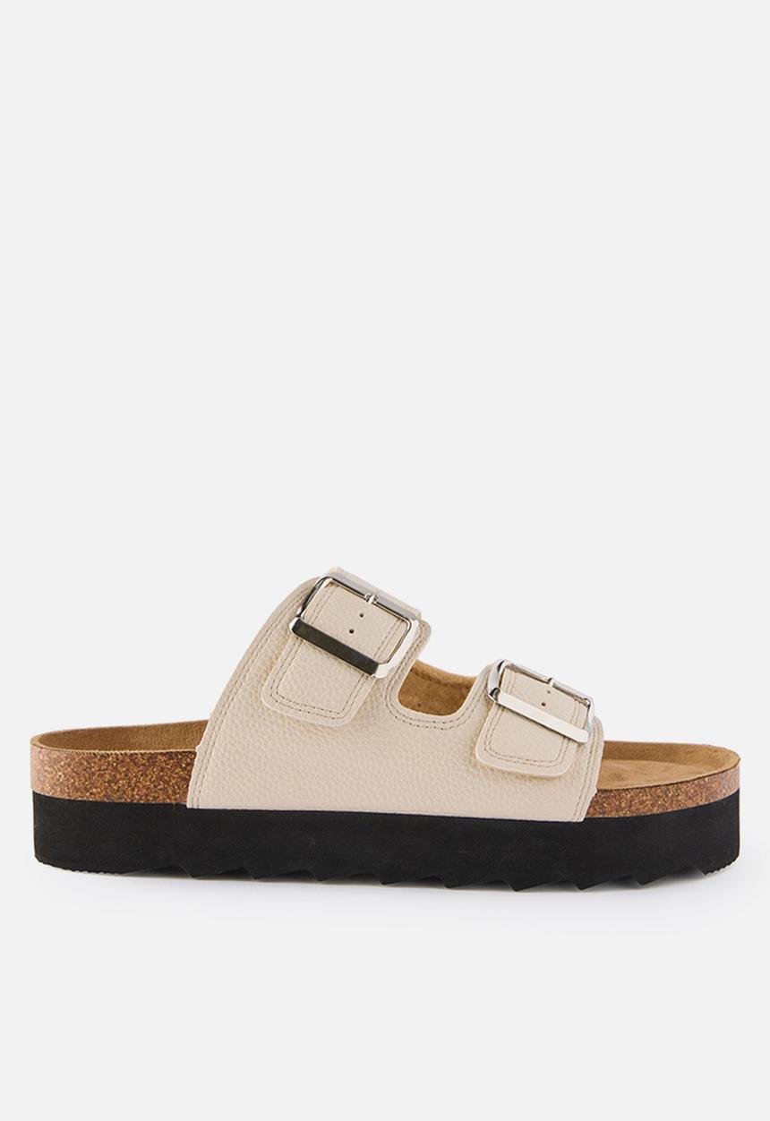 Cotton On - Rex flatform buckle slide - ecru peddled pu