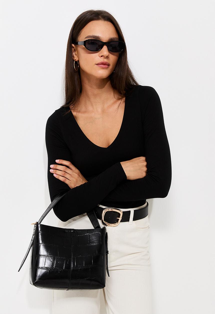 New Look - Marnie Buckle Croc - Black