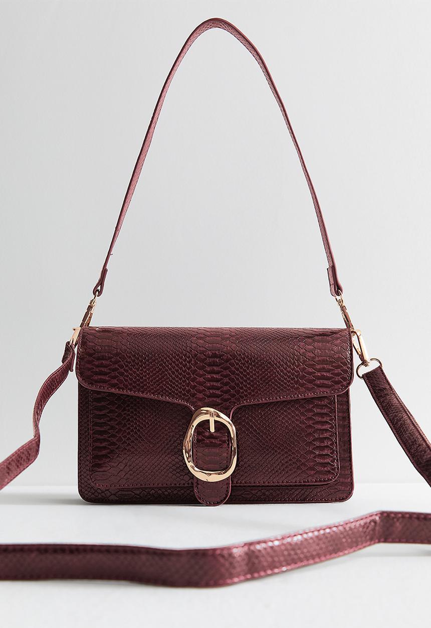 New Look - Alice Buckle Snake Shoulder  - Dark Burgundy
