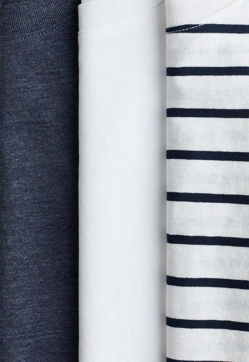 H&M - 3-pack t-shirts - dark blue/striped