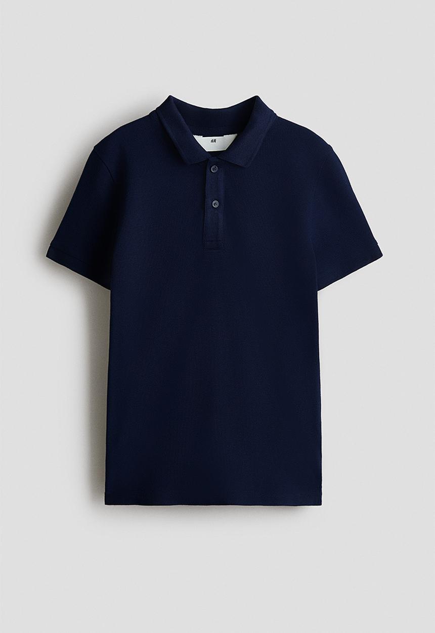 H&M - Cotton piqu? polo shirt - navy blue