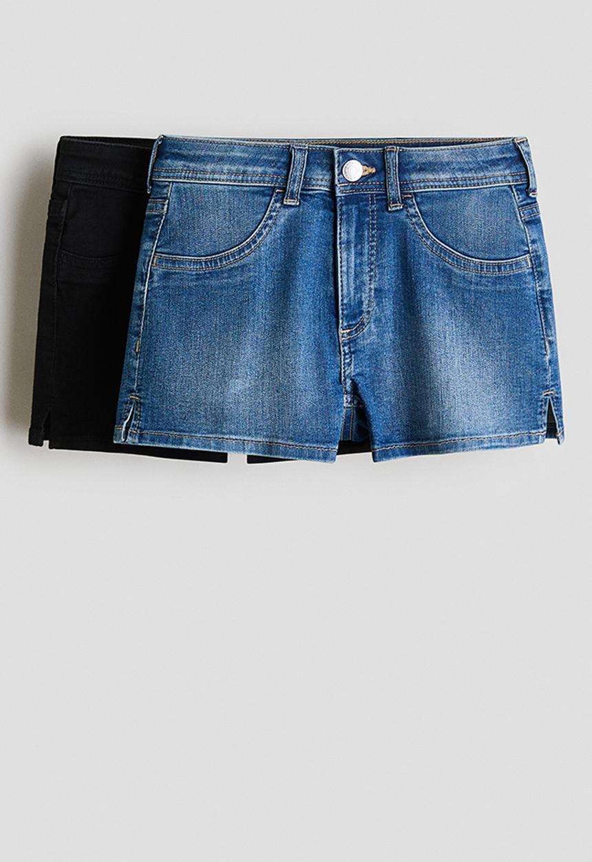 H&M - 2-pack denim shorts - denim blue/black