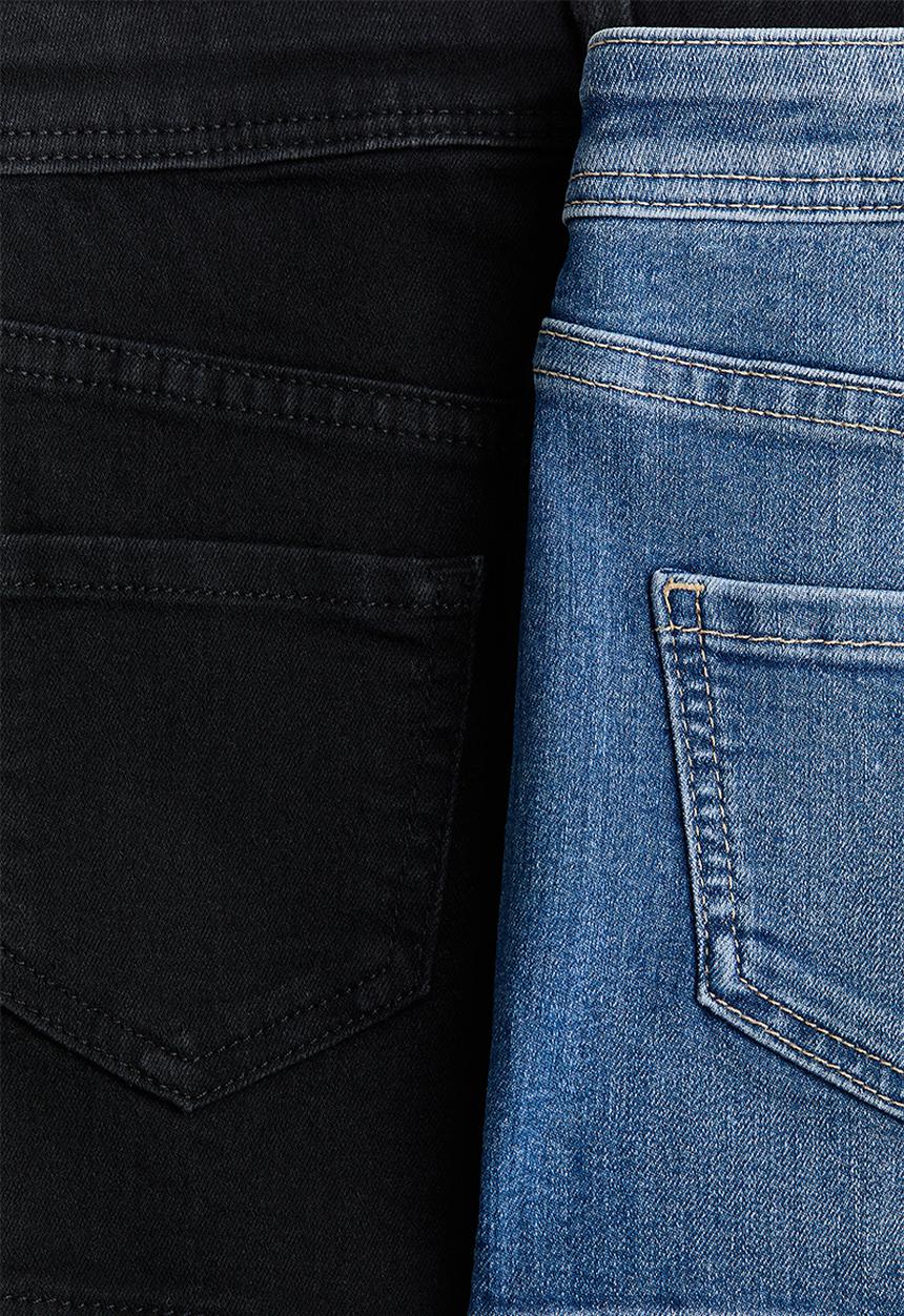 H&M - 2-pack denim shorts - denim blue/black