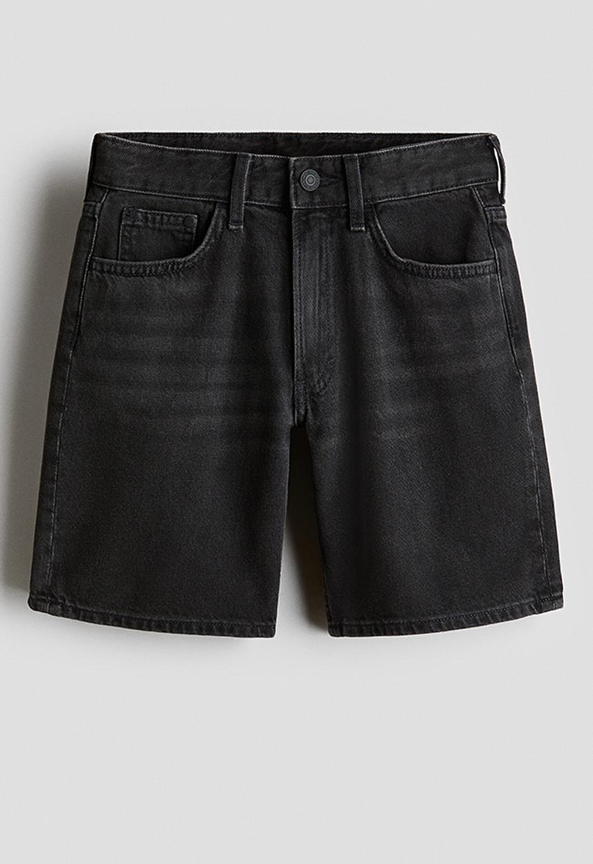 H&M - Loose-fit denim shorts - black