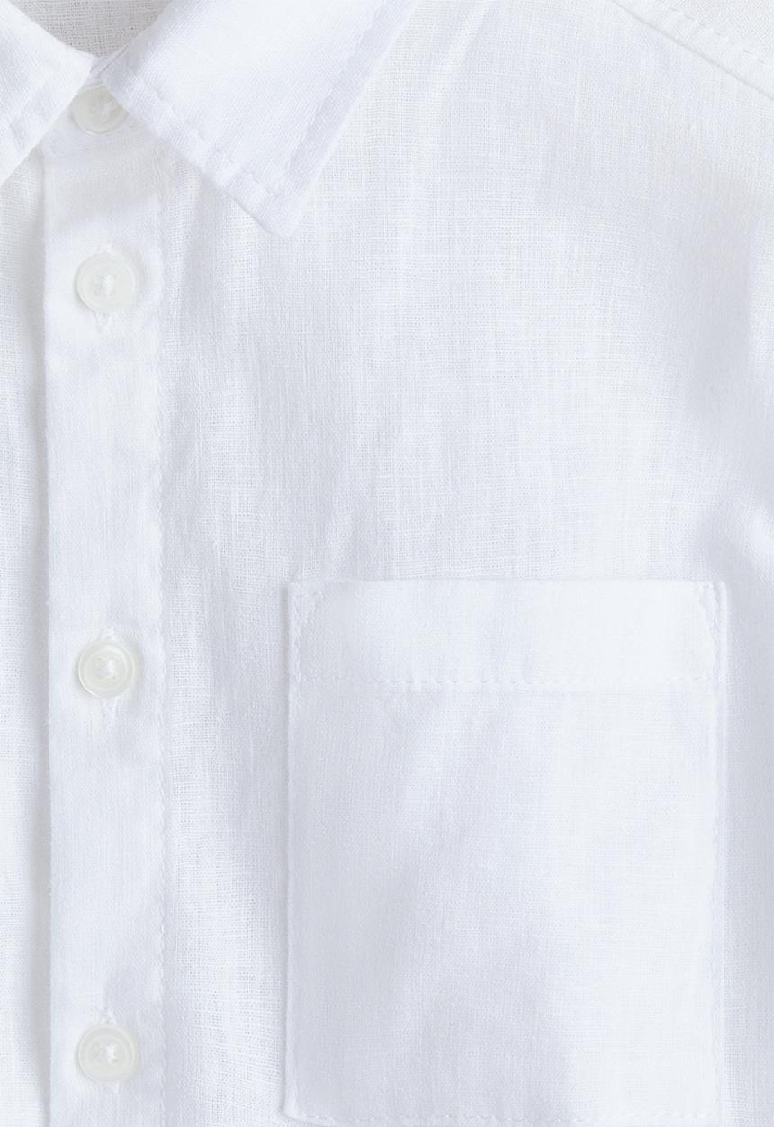 H&M - Short-sleeved linen-blend shirt - white
