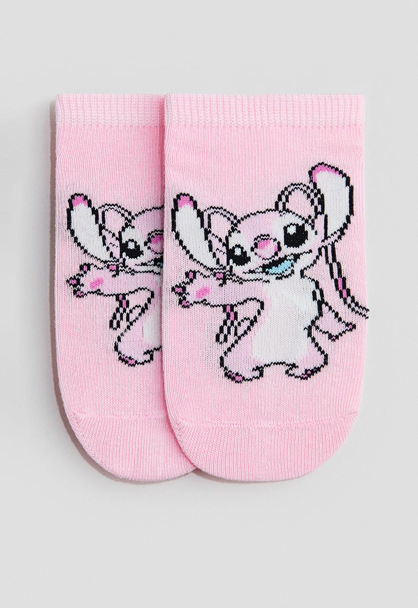 H&M - 5-pack shaftless socks - light pink/lilo & stitch