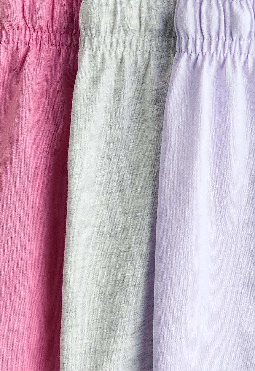 H&M - 3-pack cotton jersey shorts - lilac/pink/light grey marl