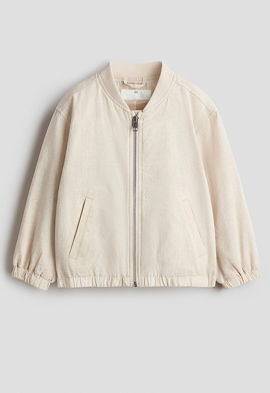 H&M - Linen-blend bomber jacket - light beige marl