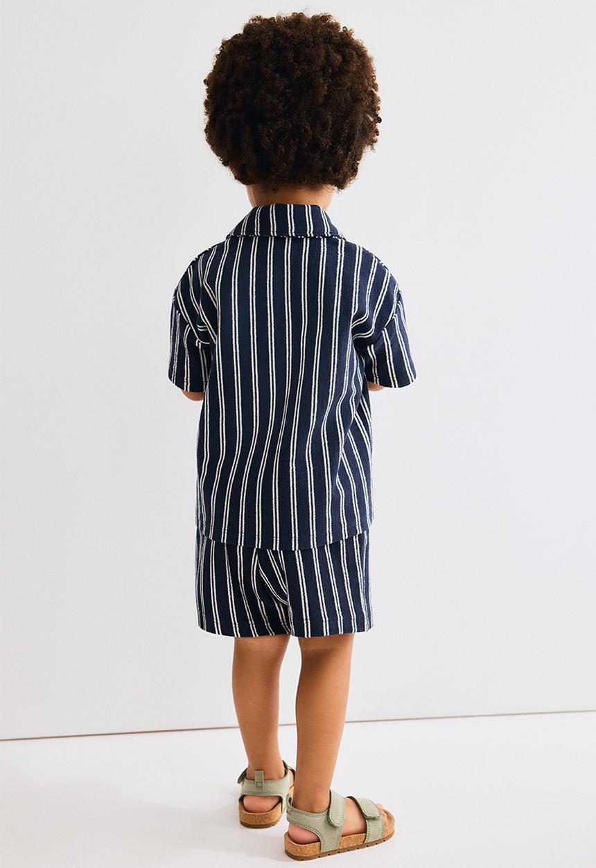H&M - 2-piece cotton jersey set - navy blue/striped