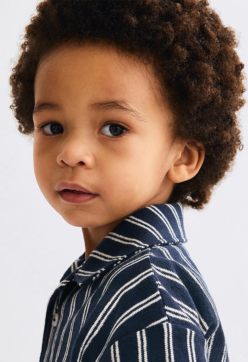 H&M - 2-piece cotton jersey set - navy blue/striped