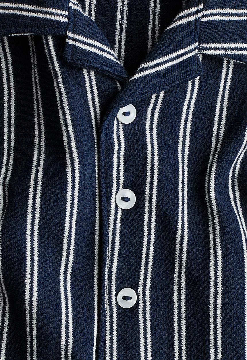 H&M - 2-piece cotton jersey set - navy blue/striped