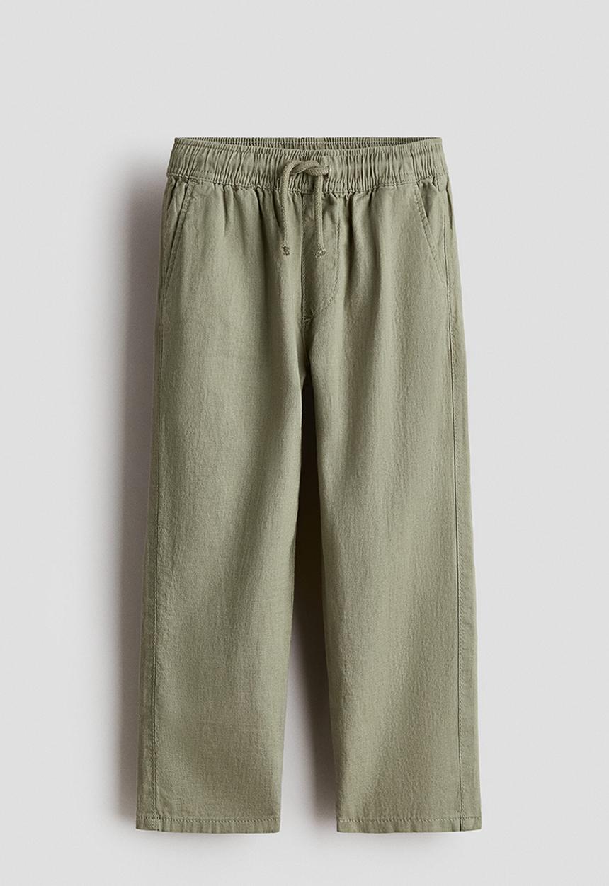 H&M - Linen-blend trousers - khaki green