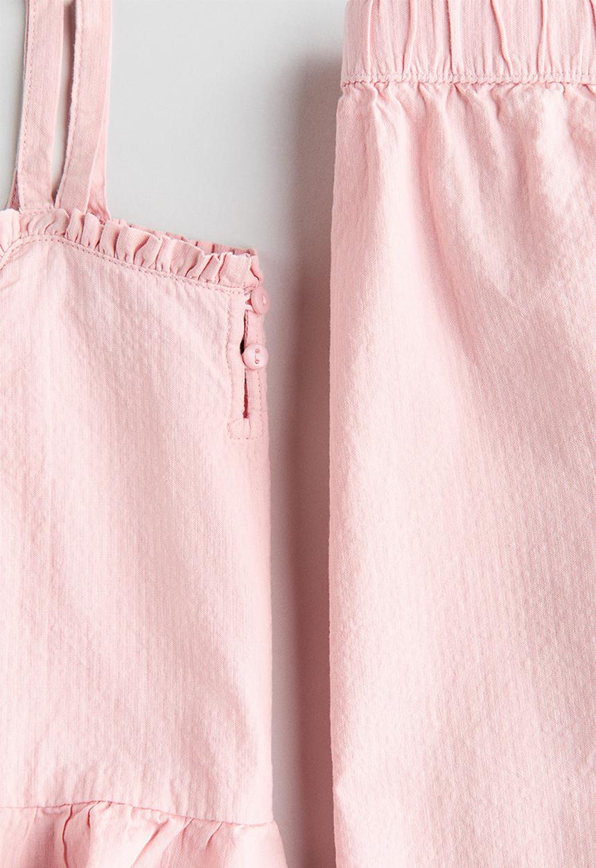 H&M - 2-piece frill-trimmed seersucker set - light pink