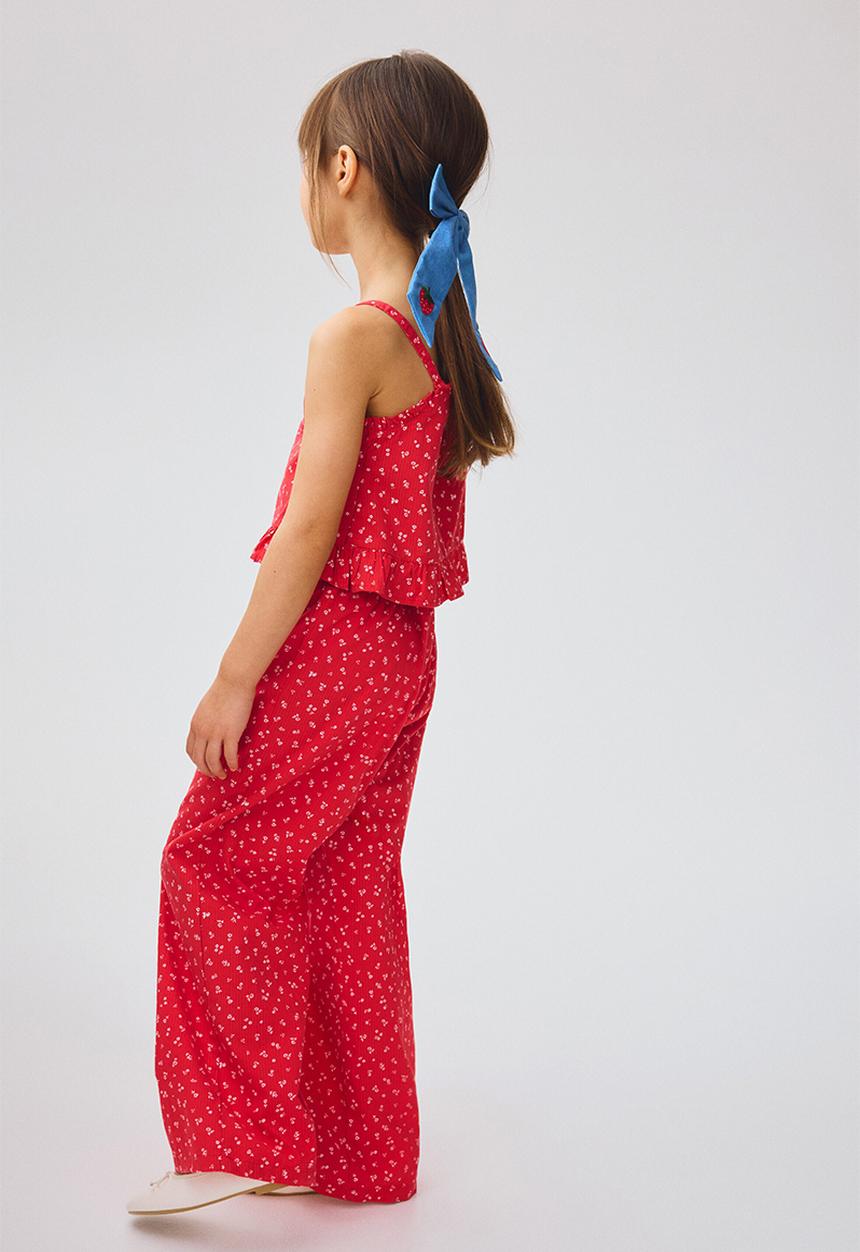 H&M - 2-piece frill-trimmed seersucker set - red/floral