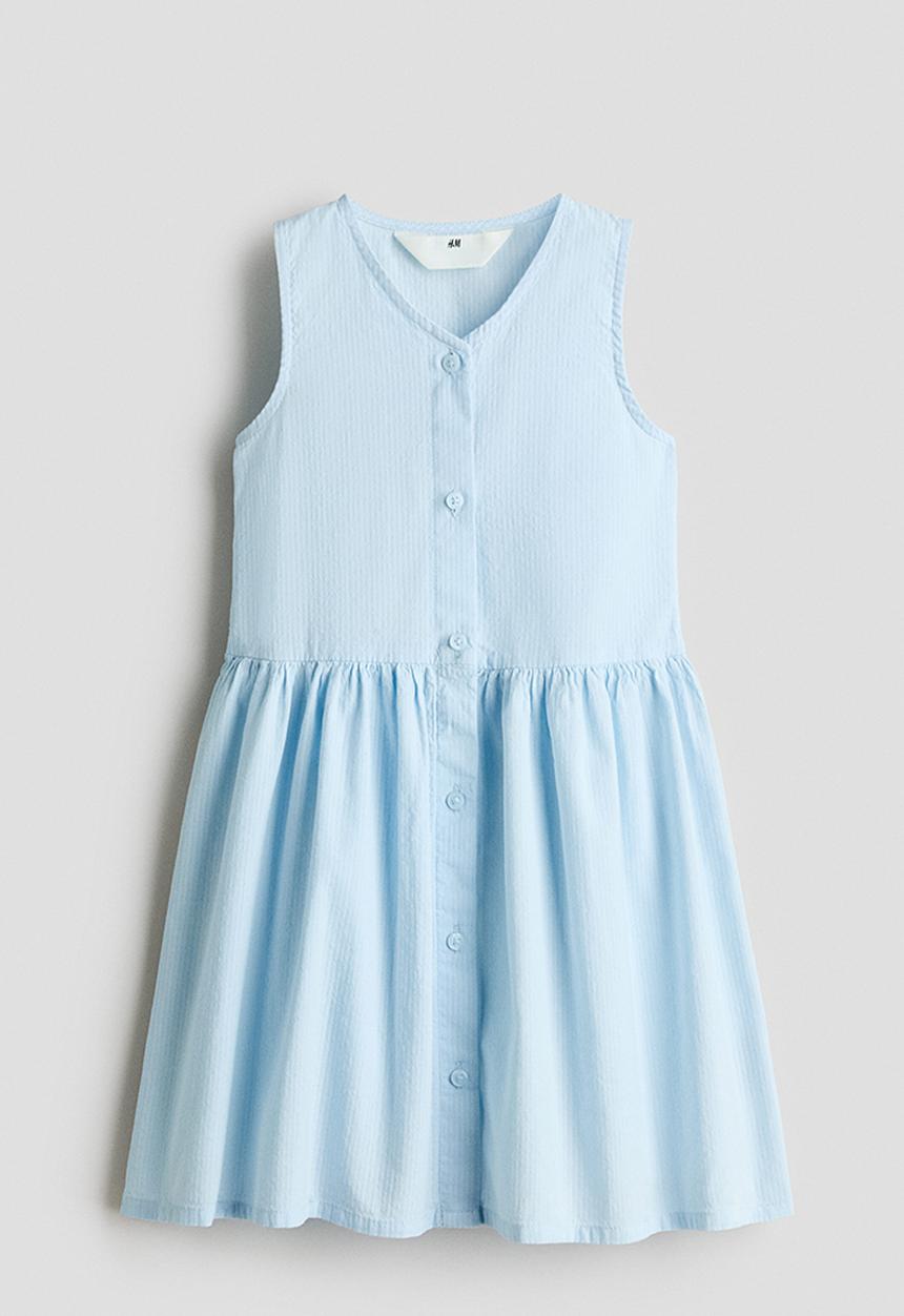 H&M - Sleeveless seersucker dress - light blue