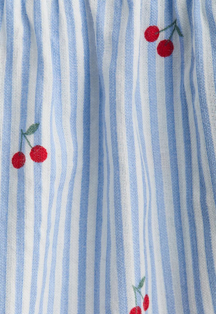 H&M - Seersucker peplum blouse - blue/cherries