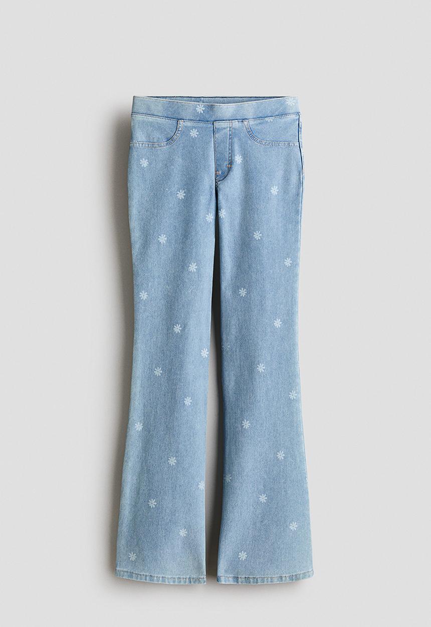 H&M - Denim-look flared jeggings - light denim blue/floral