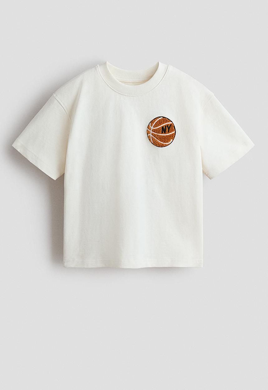 H&M - Appliqued T-shirt - white/basketball