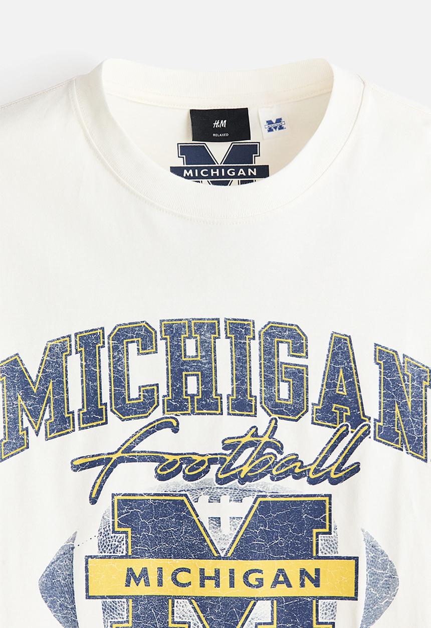 H&M - Loose fit t-shirt - white/university of michigan