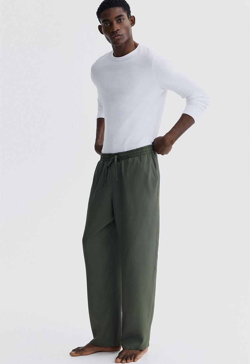 H&M - Relaxed fit lyocell trousers - khaki green