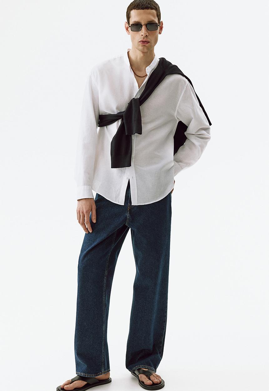 H&M - Relaxed fit linen-blend shirt - white