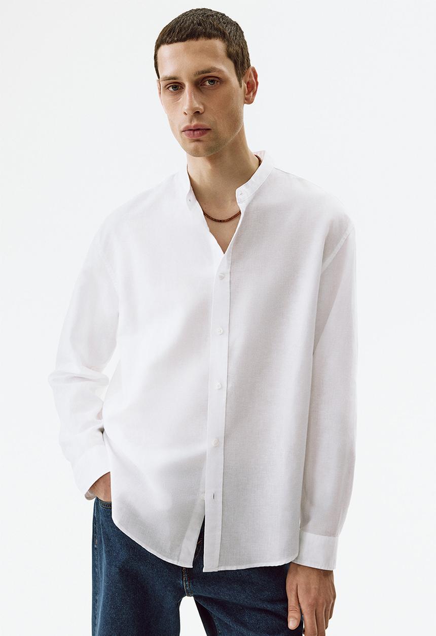 H&M - Relaxed fit linen-blend shirt - white