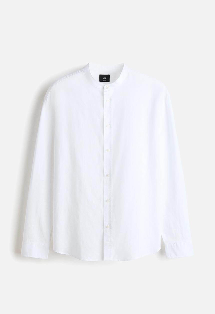 H&M - Relaxed fit linen-blend shirt - white