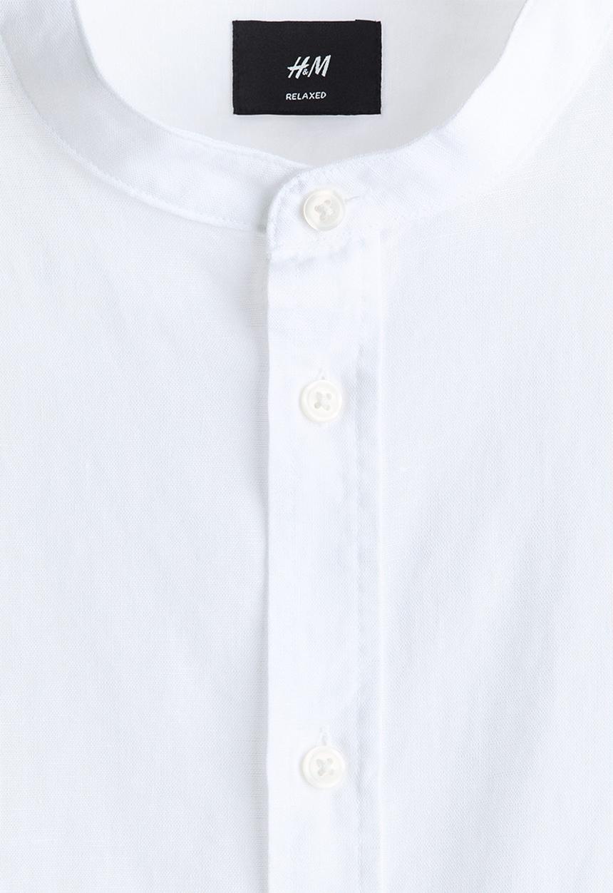 H&M - Relaxed fit linen-blend shirt - white