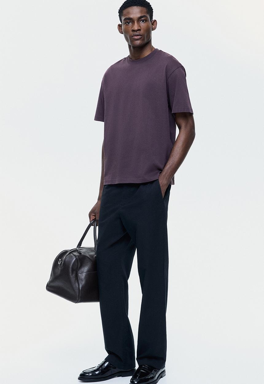 H&M - Regular fit linen-blend trousers - black