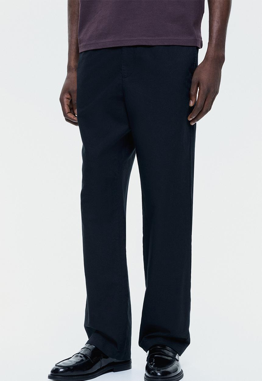 H&M - Regular fit linen-blend trousers - black