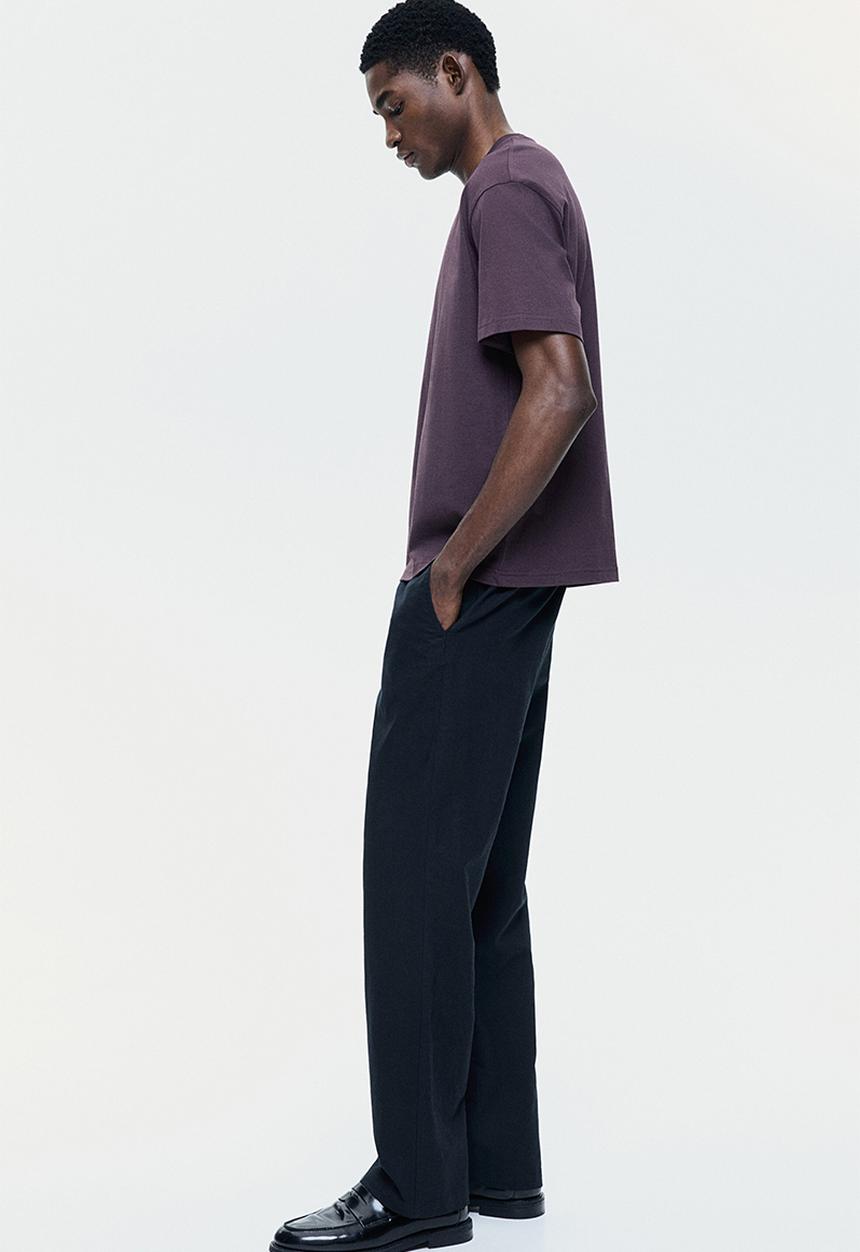H&M - Regular fit linen-blend trousers - black