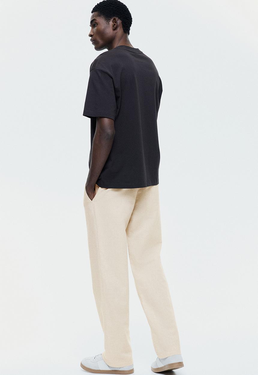 H&M - Regular fit linen-blend trousers - light beige