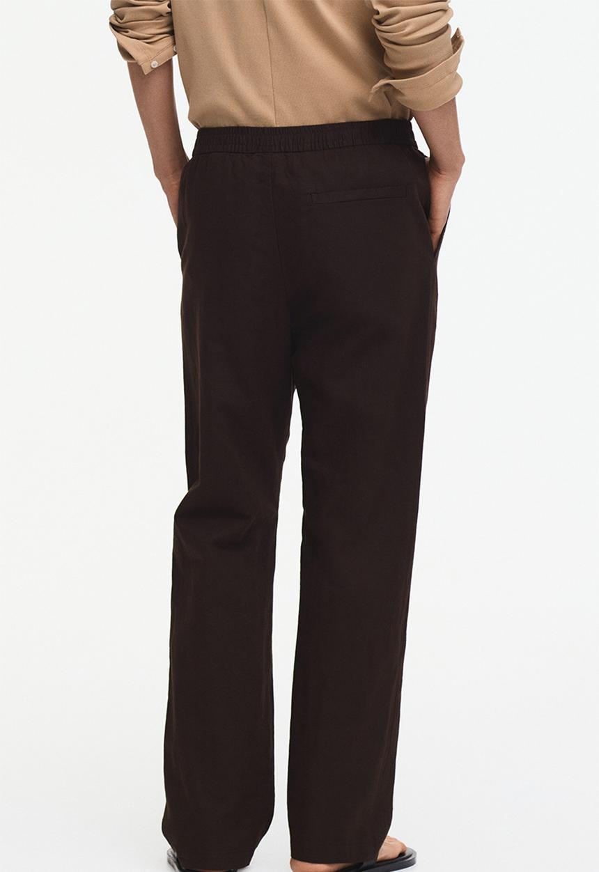 H&M - Regular fit linen-blend trousers - dark brown