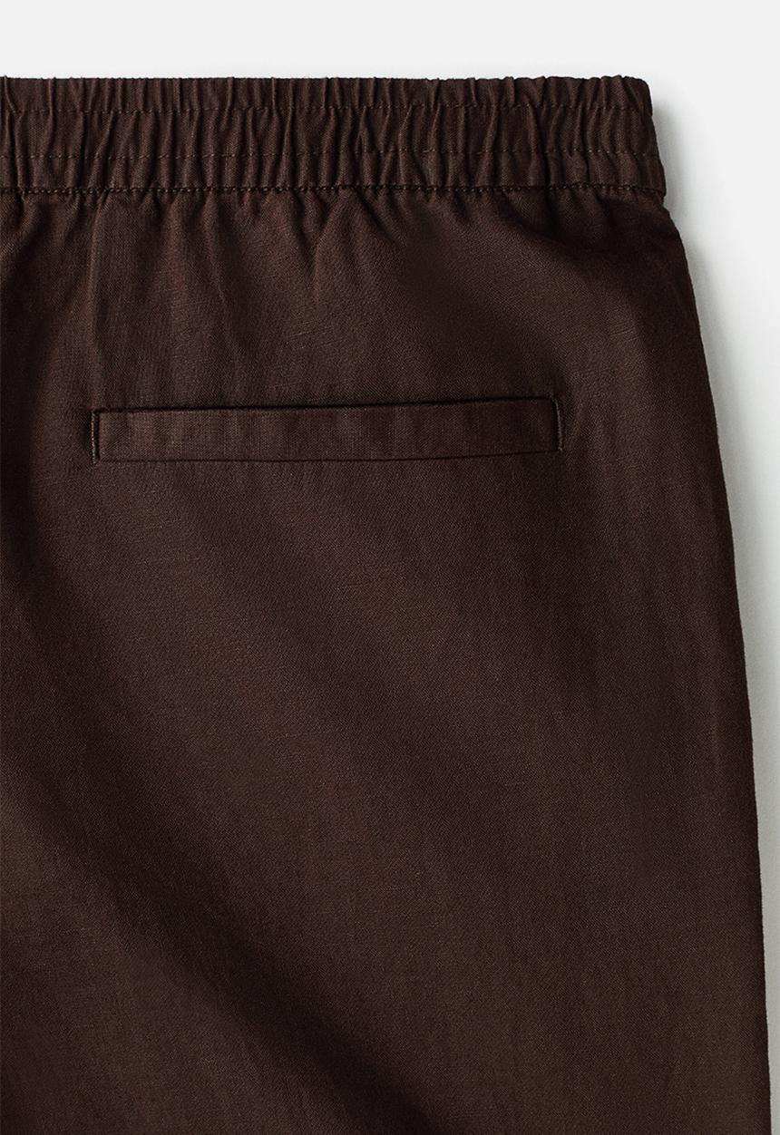 H&M - Regular fit linen-blend trousers - dark brown