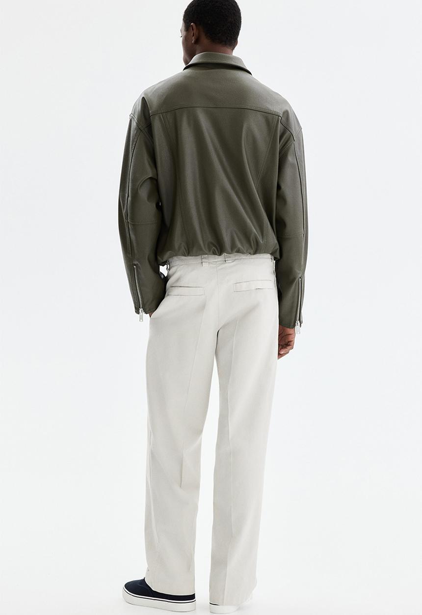 H&M - Relaxed fit cotton and lyocell tailored trousers - light beige