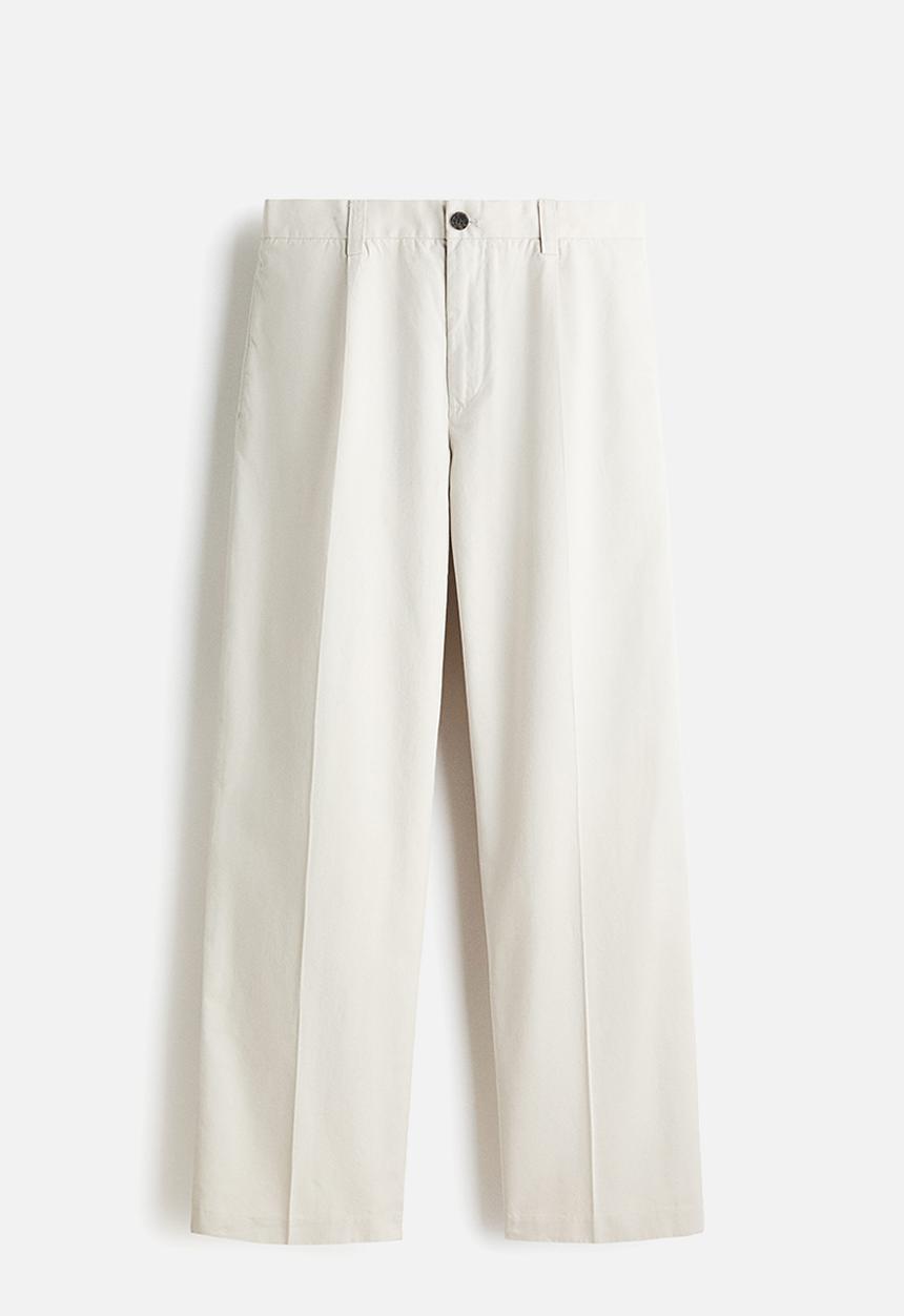 H&M - Relaxed fit cotton and lyocell tailored trousers - light beige