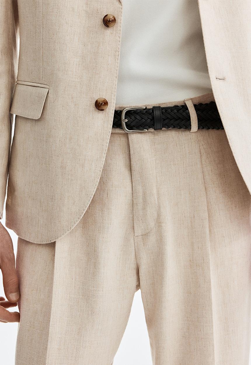 H&M - Regular fit tailored linen-blend trousers - beige